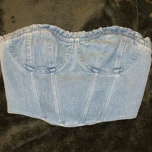 Denim crop tube top